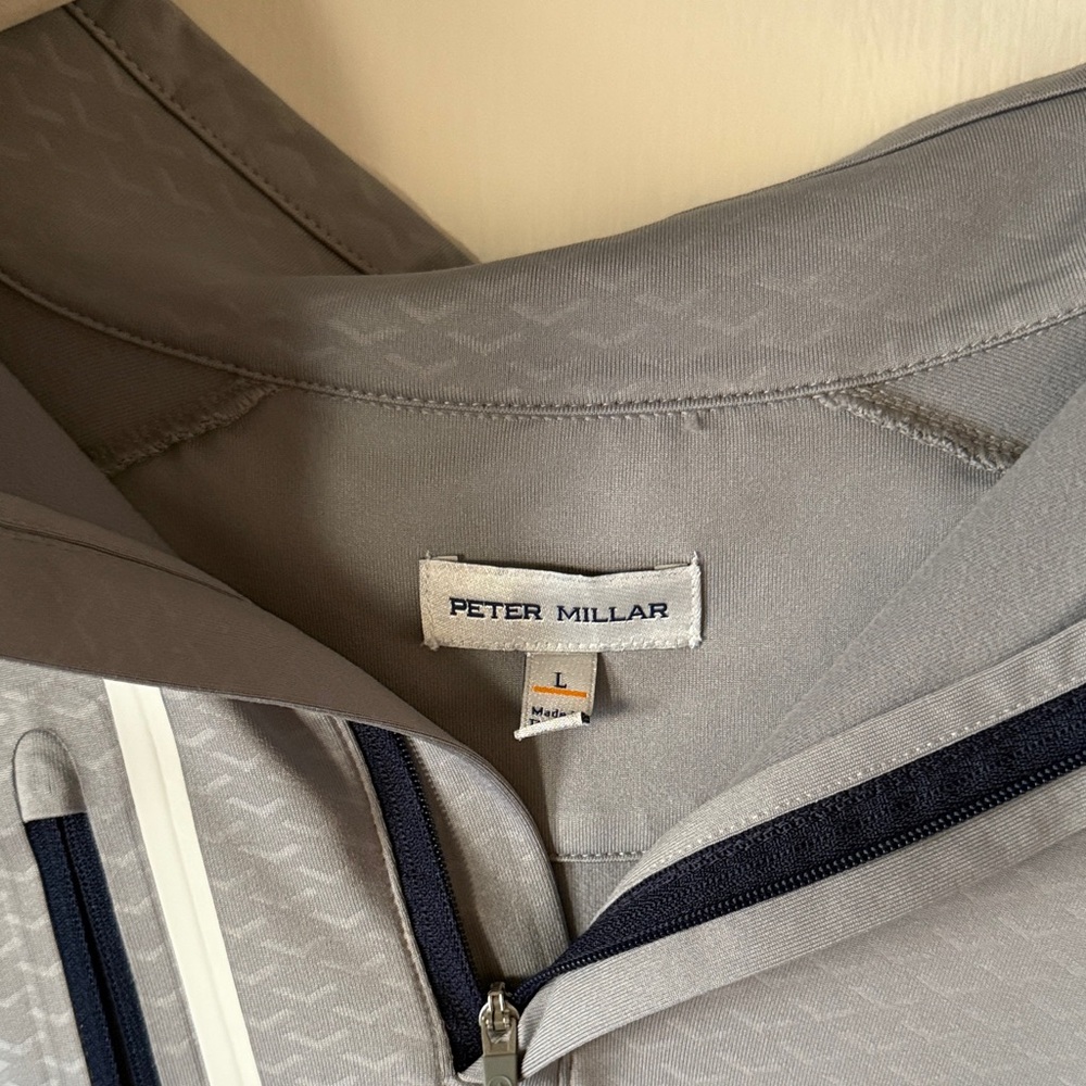 Peter Millar Gray Sleeveless Zip Polo - Picture 2 of 3